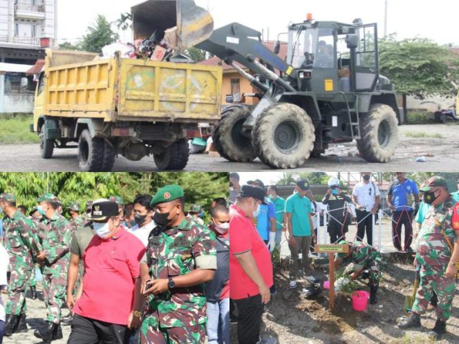 Denzipur 12/OHH mengikuti Aksi Grebek sampah dan penanaman Ruang Terbuka Hijau (RTH) dalam rangka peringatan Hari Peduli Sampah Nasional (HPSN) Tahun 2022 tingkat provinsi Papua. (Pendam XVII/Cenderawasih)