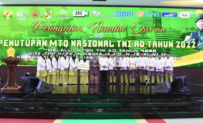 Kodam I/Bukit Barisan Raih Predikat Juara Umum MTQN TNI AD Tahun 2022. / FOTO : DISPENAD