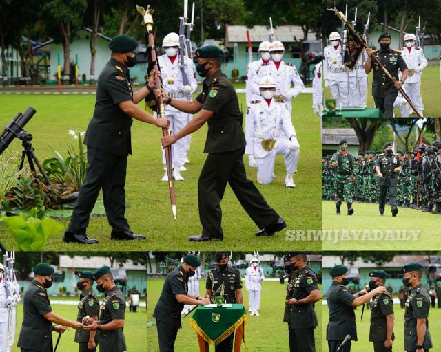 Pangdam XVII/Cenderawasih Mayjen TNI Teguh Muji Angkasa, S.E., M.M memimpin upacara Sertijab Danyon 751/VJS, bertempat di Lapangan Mako Yonif 751/VJS Sentani, Jayapura, Jumat (13/5/2022)/ FOTO : SRIWIJAYADAILY/PENDAM CENDERAWASIH.