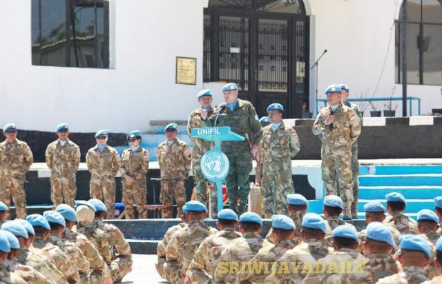 Diakhir Masa Jabatannya UNIFIL Sector East Commander Brigadier General Ramon Armada Vazquez datangi Markas Indobatt, Jumat 13 Mei 2022. (SRIWIJAYADAILY/PUSPEN TNI)
