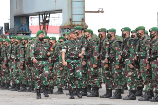 Pangdam II/Swj Sambut Kepulangan 450 Personel Satgas Pamtas RI- Malaysia Yonif 144 /JY (Pendam Sriwijaya)