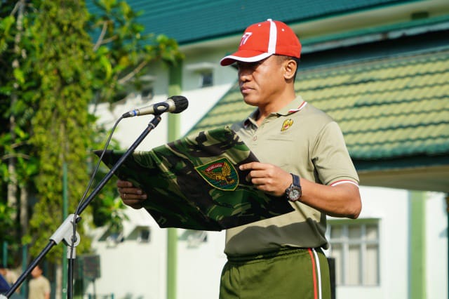 Kasrem 042/Gapu Kolonel Inf Ali Aminudin, S.E., M.M., menjadi Irup pada peringatan Haornas ke-39 Tahun 2022 di Lap Upc Makorem 042/Gapu Jambi/ FOTO : Ist