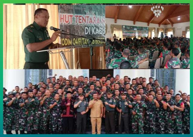Kasrem 042/Gapu Kolonel Inf Ali Aminudin, S.E., M.M., didampingi Bupati Tanjab Timur Romi Hariyanto  secara resmi membuka Karya Bhakti TNI dalam rangka HUT TNI ke 77 tahun 2022 di Tanjab Timur (FOTO : Istimewa)