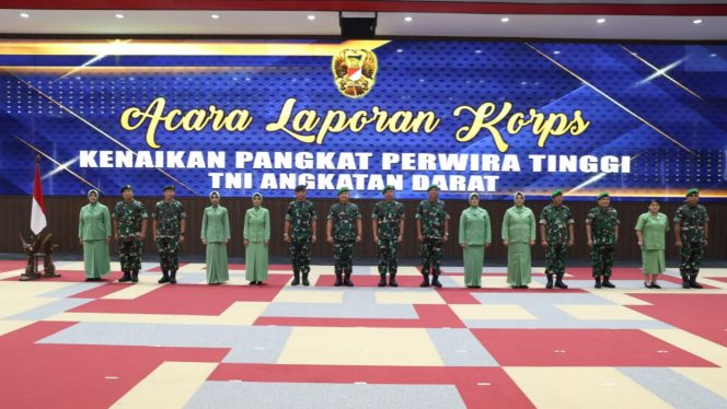 Kasad Pimpin Laporan Korps Kenaikan Pangkat 19 Pati TNI AD/Foto : Ist