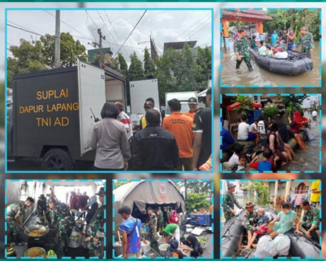 Semarang Direndam Banjir, Bekangdam IV/Diponegoro Kerahkan LCR dan Gelar Dapur Lapangan (FOTO/DISPENAD)