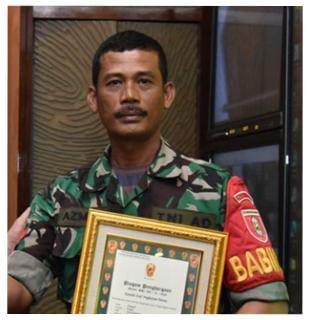 Babinsa Azimiadi Saat dipanggil oleh Kepala Staf Angkatan Darat (KSAD) Jenderal Dudung Abdurachman, ke Mabes TNI AD, Jakarta, Selasa (24/1)/ FOTO : Dok. IST
