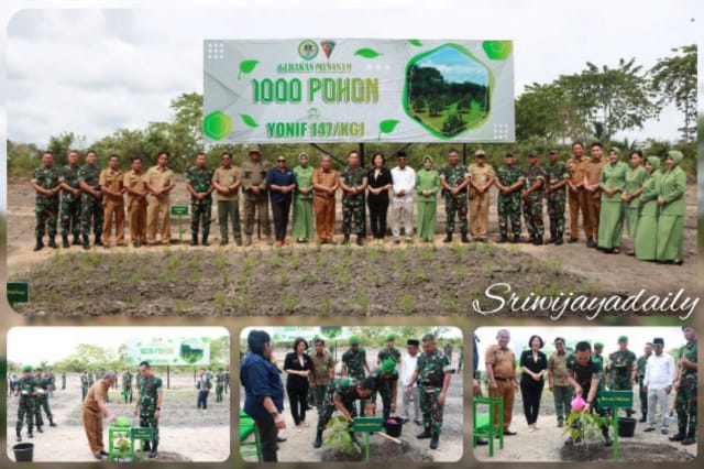 Jaga Kelestarian Lingkungan Hidup, Yonif 147/KGJ Melaksanakan Gerakan Menanam 1000 Pohon/ FOTO : Dok. Pendam II/Sriwijaya