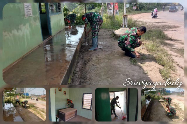 Jaga Kebersihan dan Keindahan, Anggota Koramil 06/Pijoan Bersihkan Pos Babinsa di Desa Kebon IX (Dok/MCDIM0415)