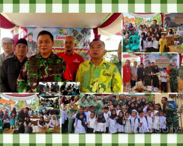 Korem Gapu Launching Program Unggulan Kodam II/Swj Dapur Masuk Sekolah Di SDN 94 Danau Sarang Elang
