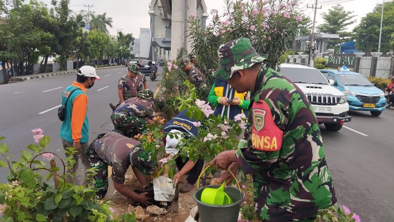 Keren, Tentara Tanam Bougenvile Demi Wujudkan Kota Palembang Indah Dan Asri/swjdaily